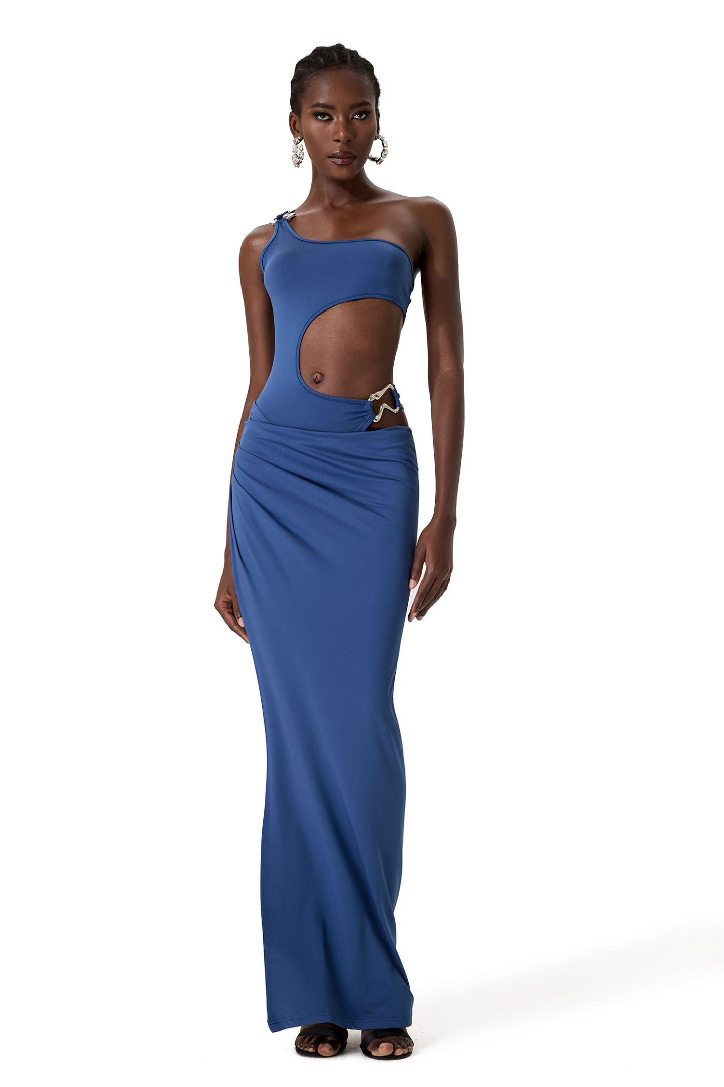 Solid Cut Out Split Maxi Dress