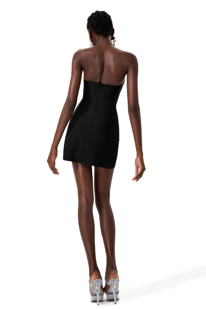 Rhinestone Off Shoulder Sleeveless Mini Dress