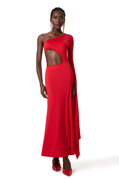 Cut Out One Shoulder Maxi Dress