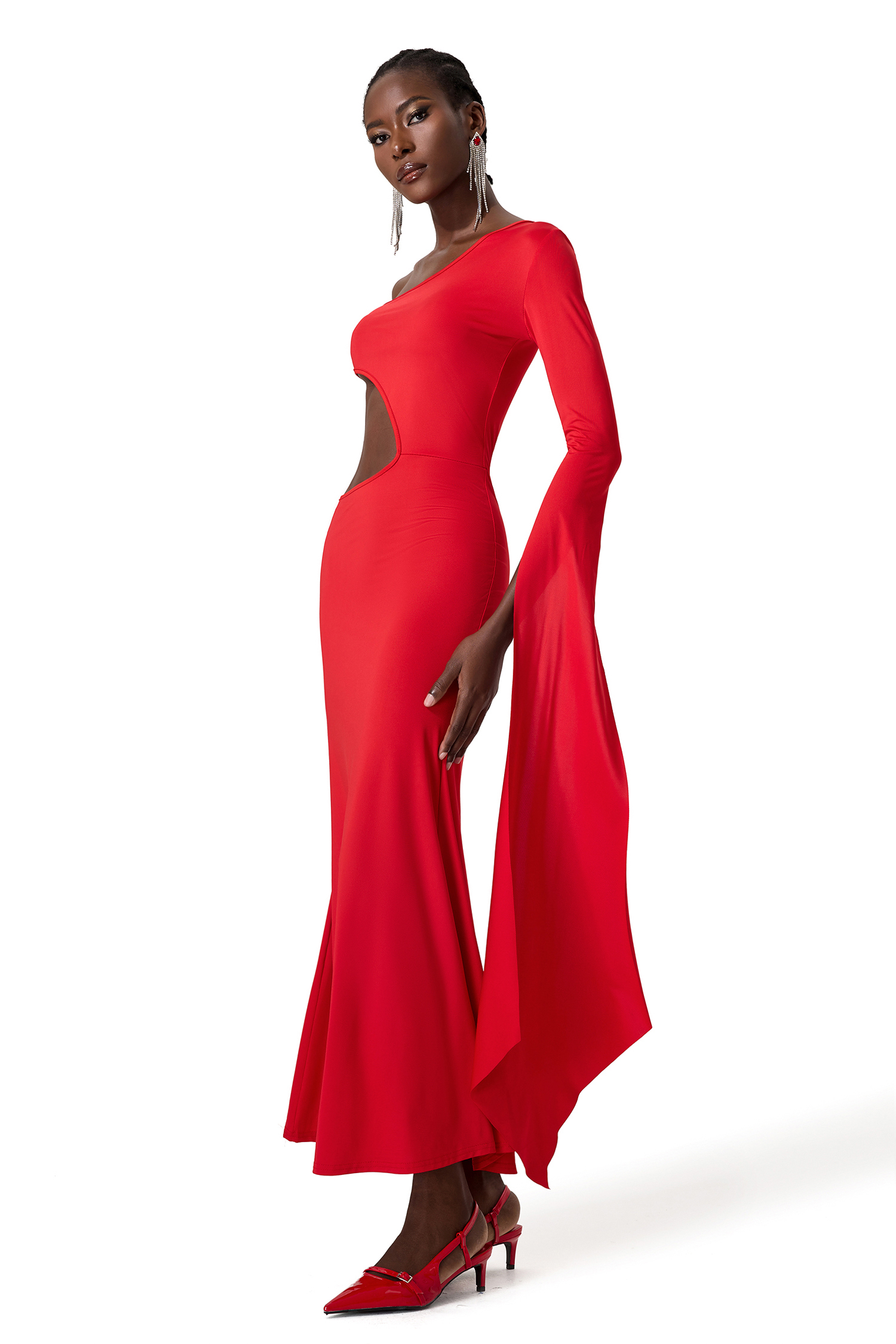 Cut Out One Shoulder Maxi Dress