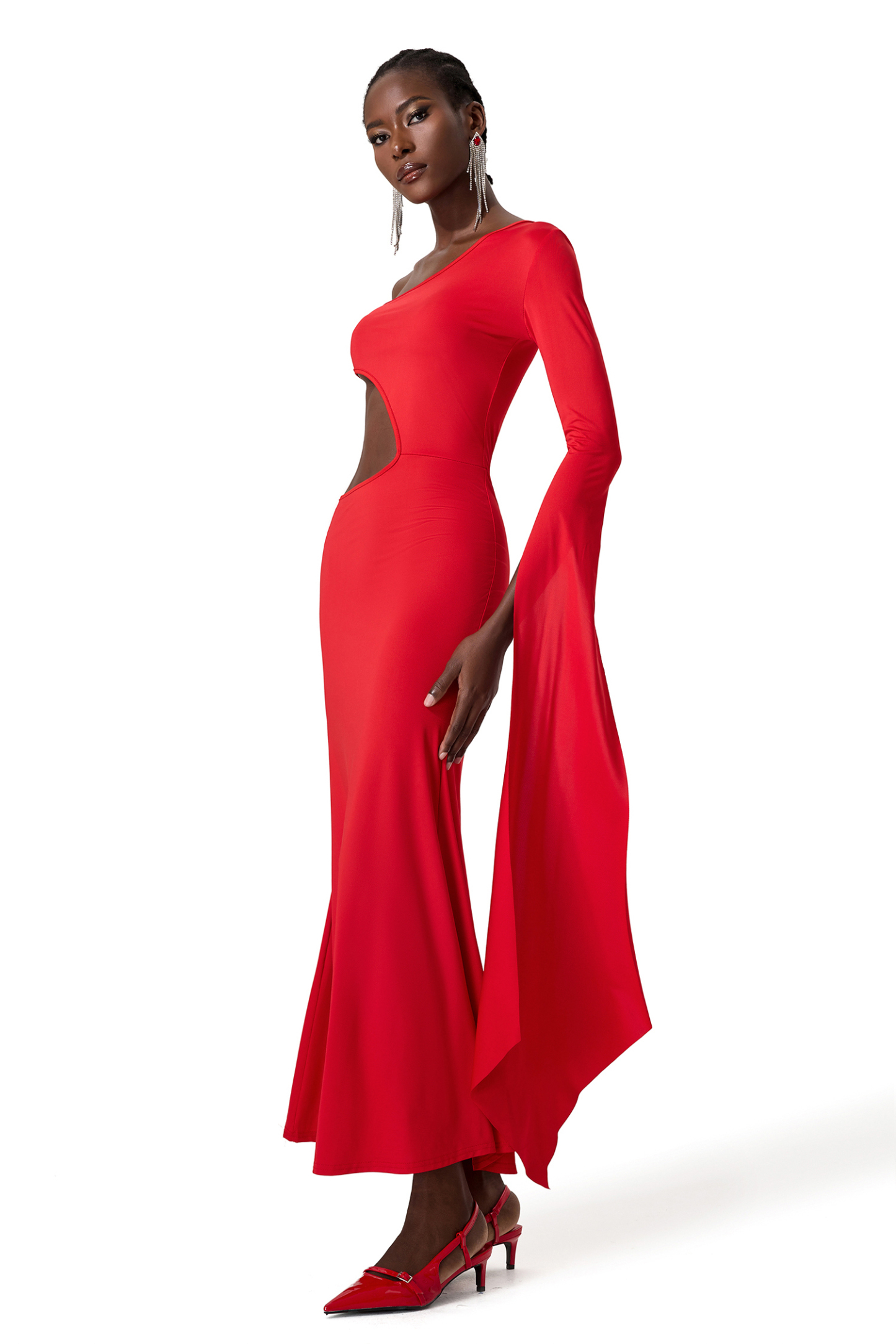 Cut Out One Shoulder Maxi Dress