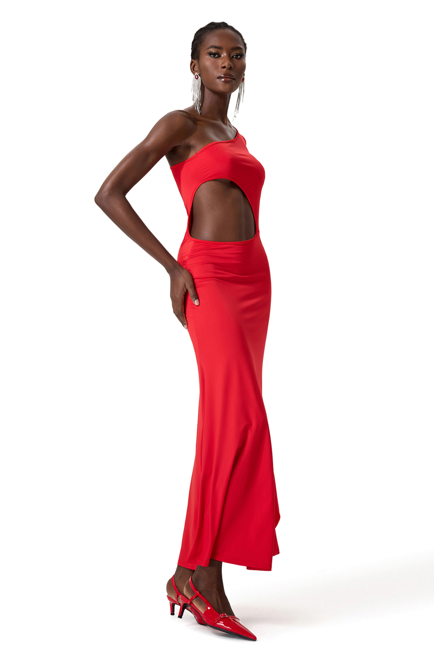 Cut Out One Shoulder Maxi Dress