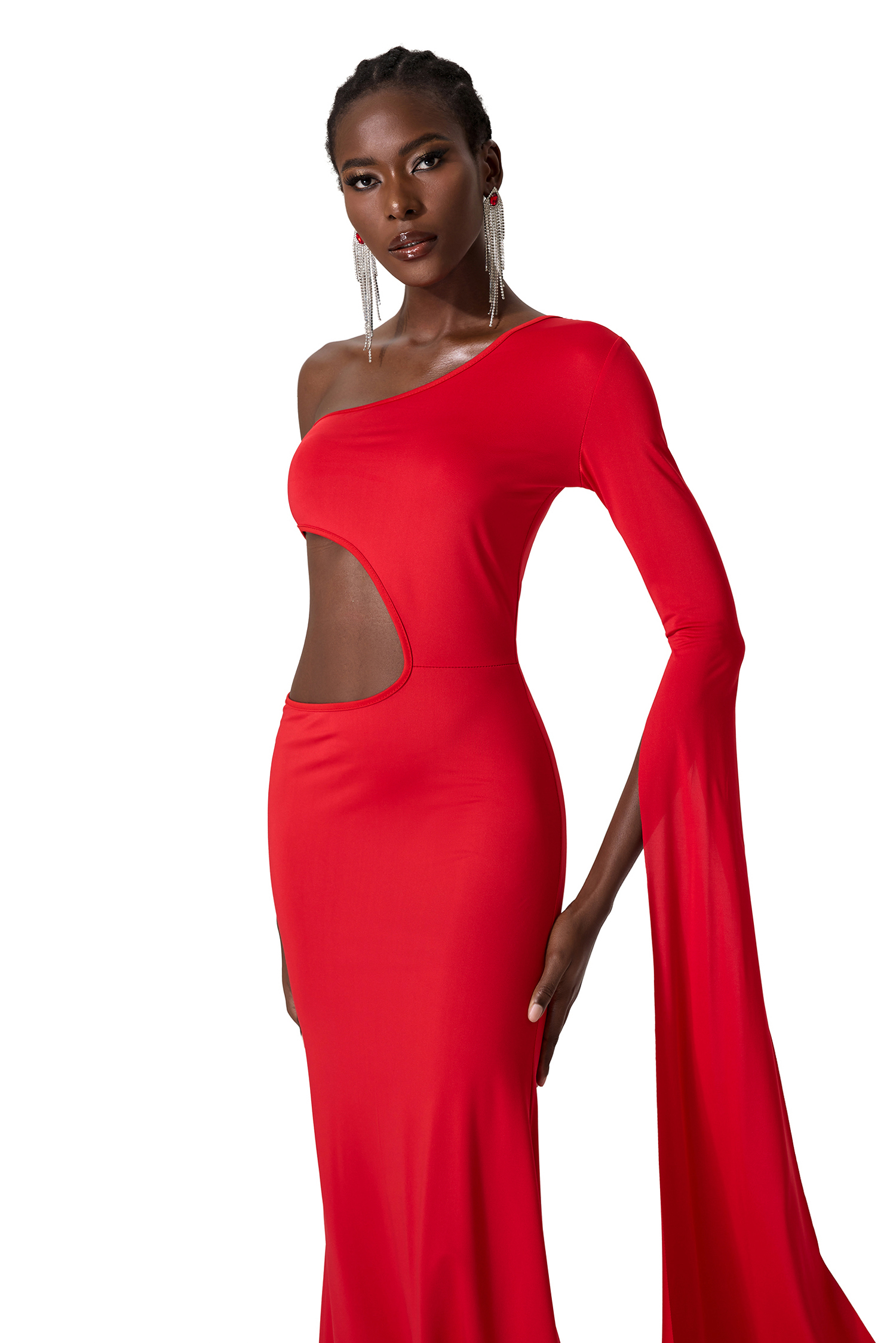Cut Out One Shoulder Maxi Dress