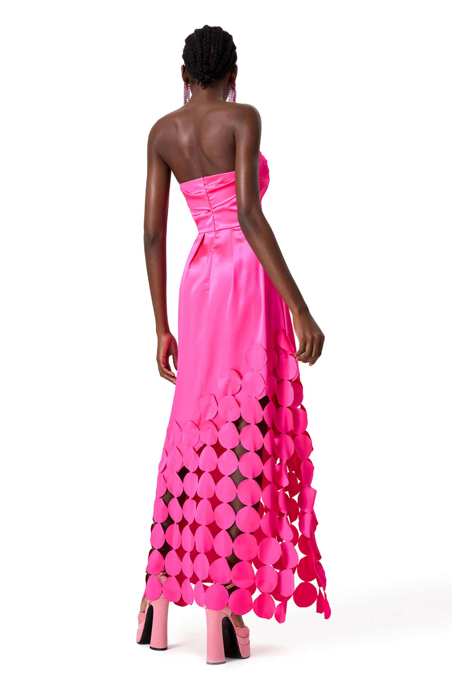 Satin Off Shoulder Sleeveless Midi Dress