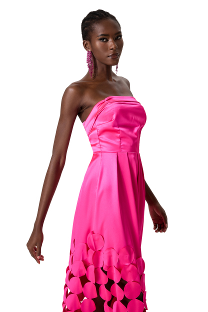 Satin Off Shoulder Sleeveless Midi Dress