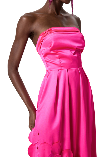 Satin Off Shoulder Sleeveless Midi Dress