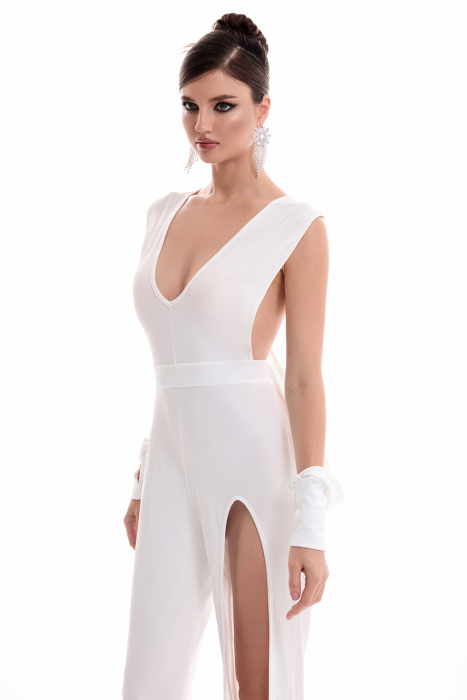 Backless Knit Halter Neck High Waist Jumpsuit