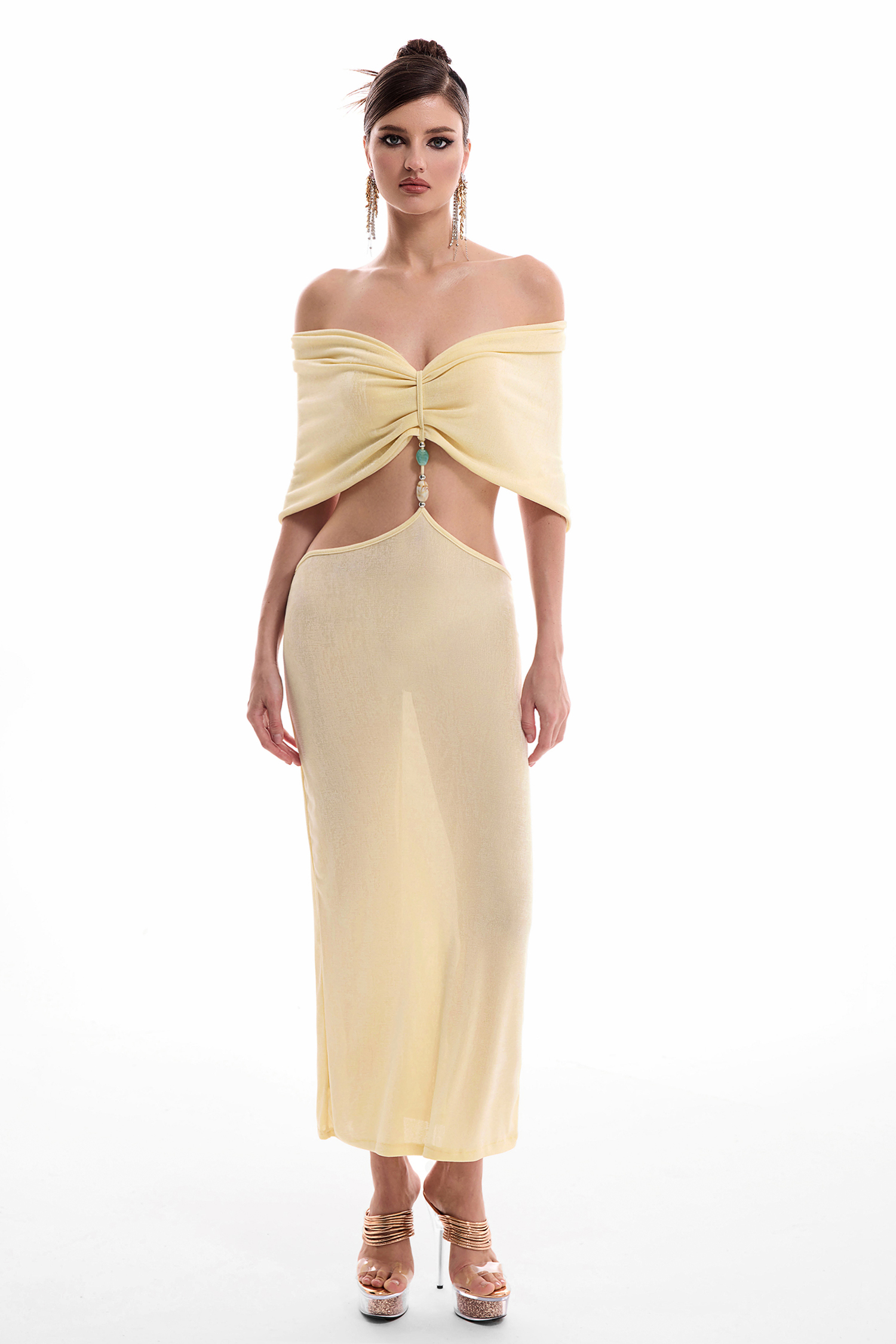 Luxury Cut-Out Off Shoulder Maxi Dress
