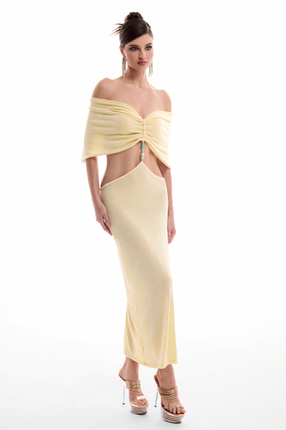 Luxury Cut-Out Off Shoulder Maxi Dress