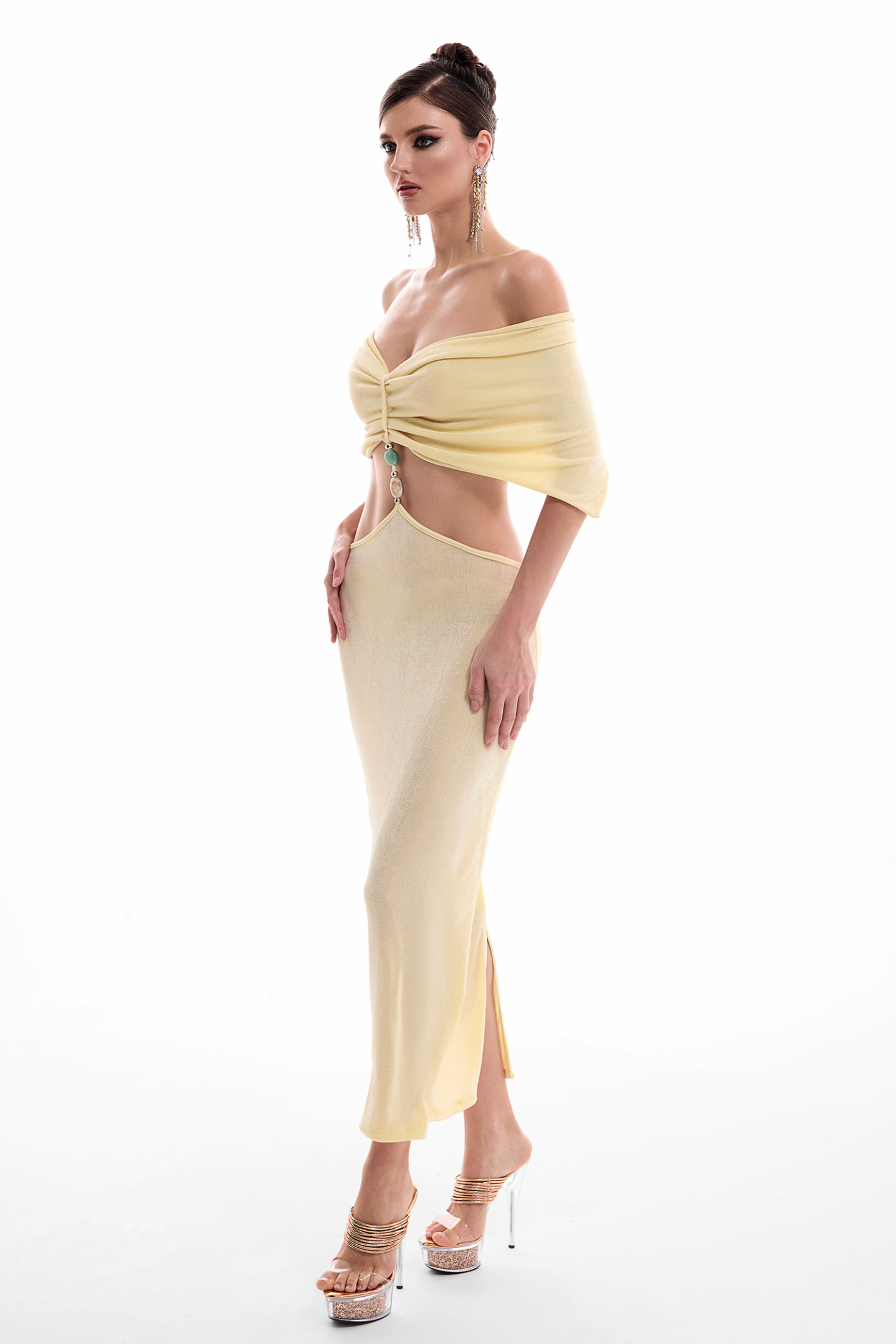 Luxury Cut-Out Off Shoulder Maxi Dress