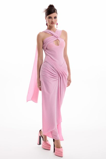 Sequin Halter Neck Cut-Out Maxi Dress
