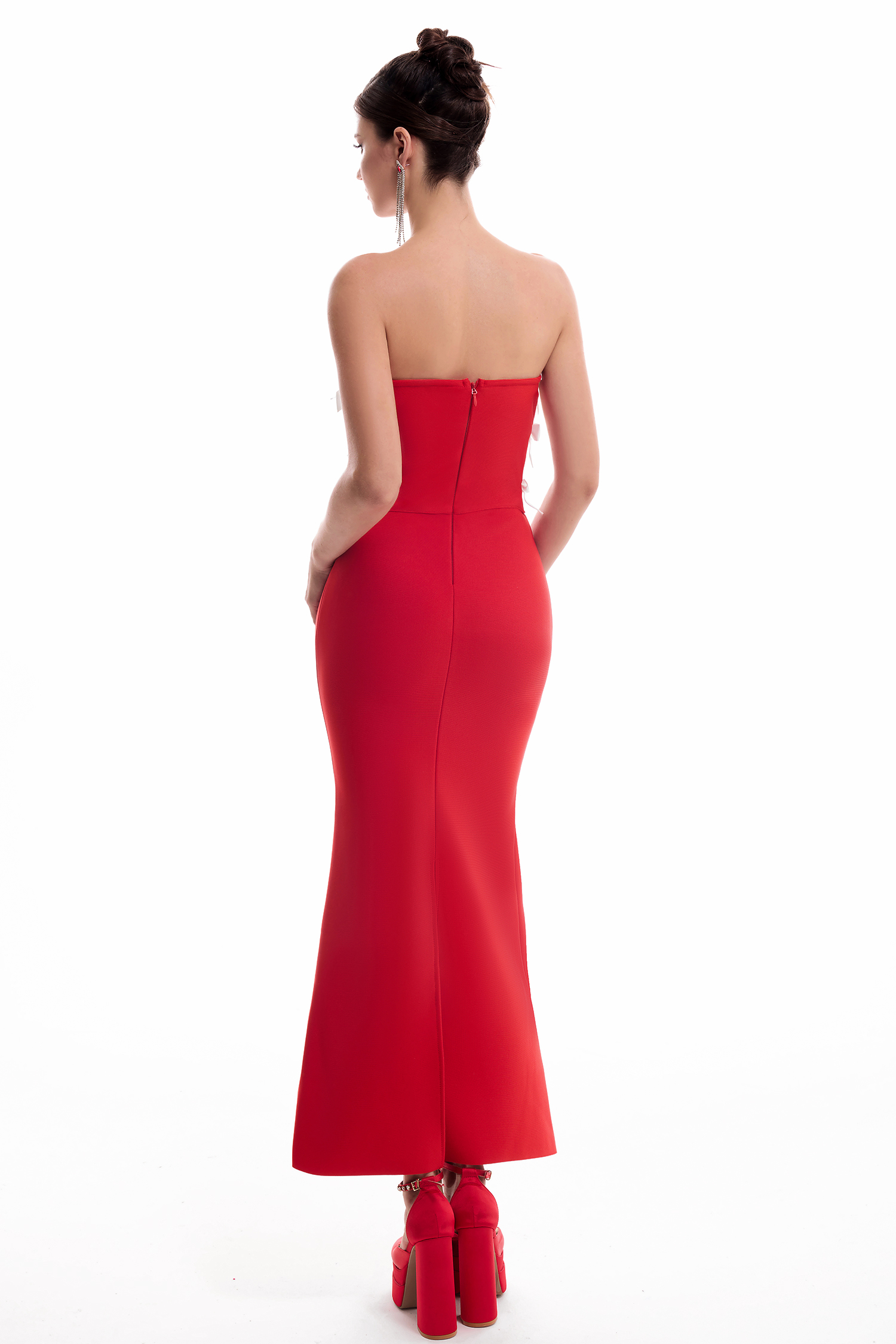 Bow Cut-Out Off Shoulder Midi Dress