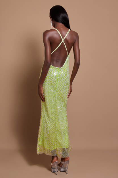Sequin Backless Sleeveless Maxi Dress