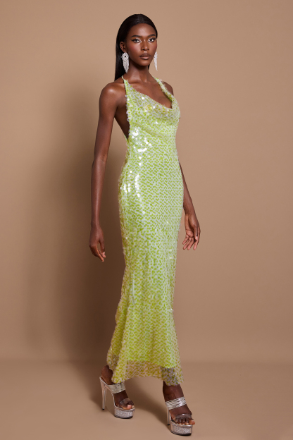 Sequin Backless Sleeveless Maxi Dress