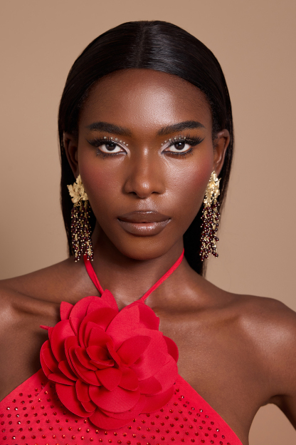 Tree Leaf-Shaped Beaded Tassel Earrings