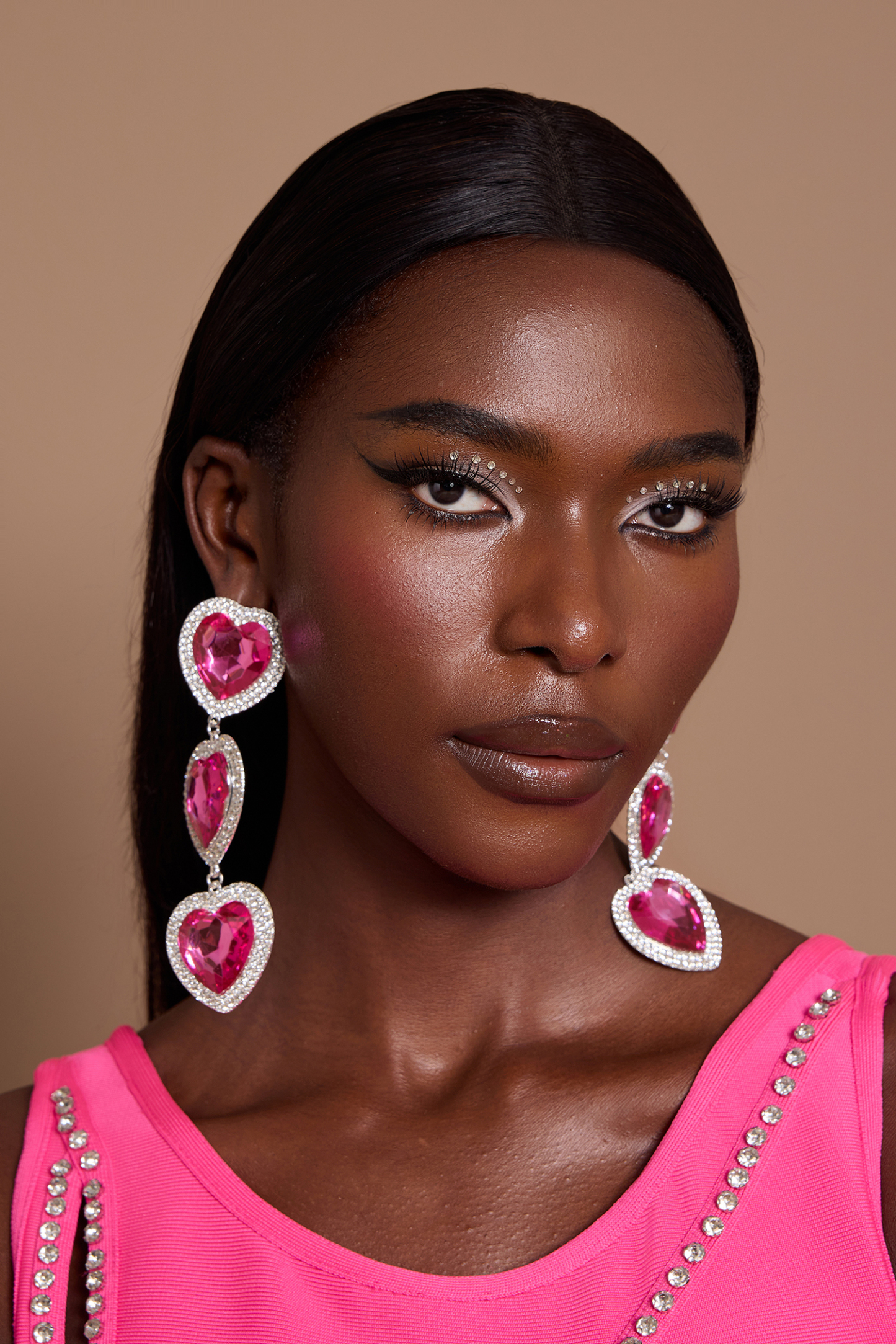 Faux Diamond Heart Shape Earrings