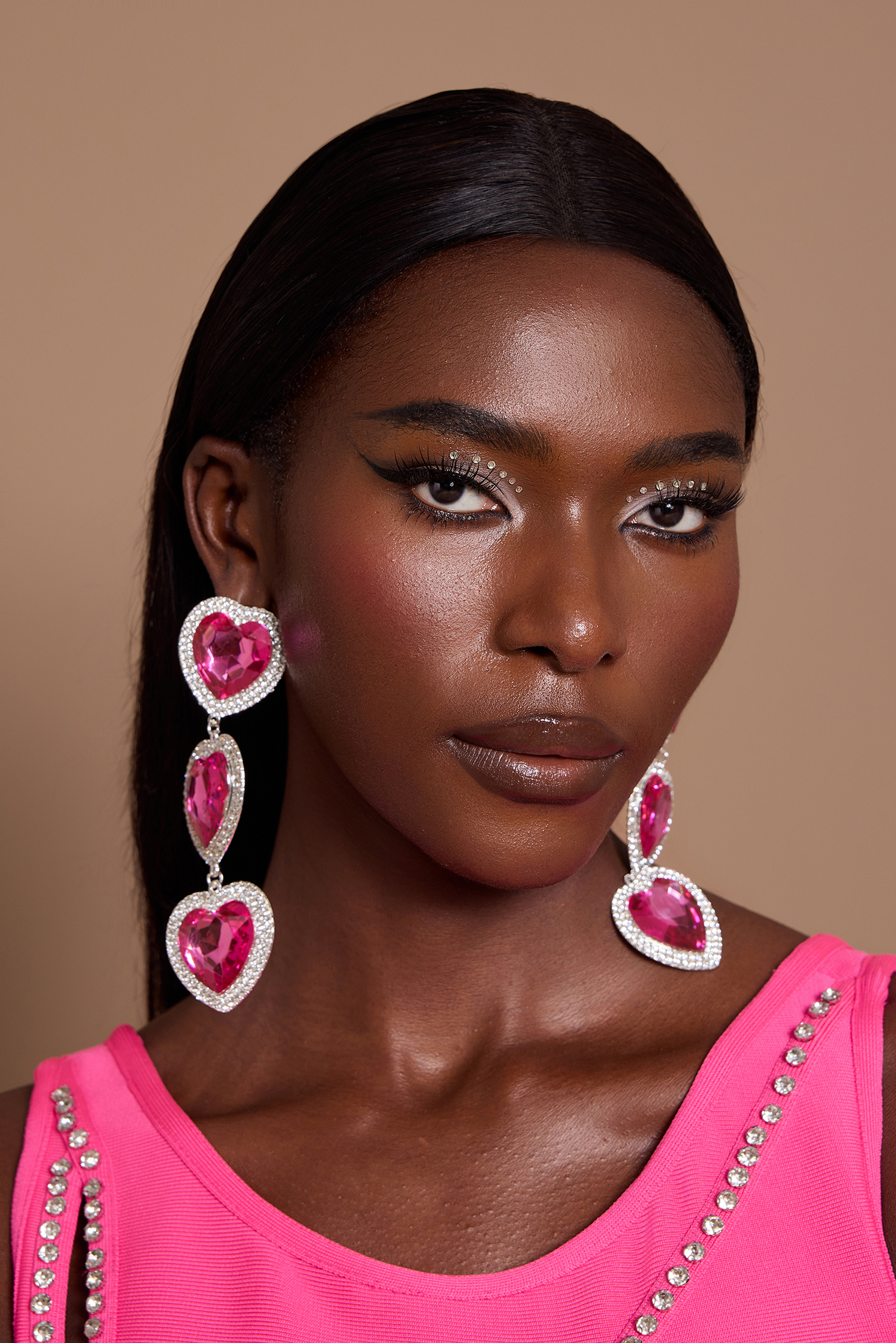 Faux Diamond Heart Shape Earrings