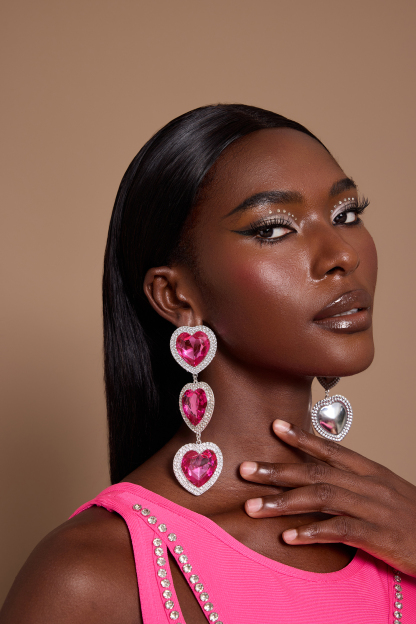 Faux Diamond Heart Shape Earrings