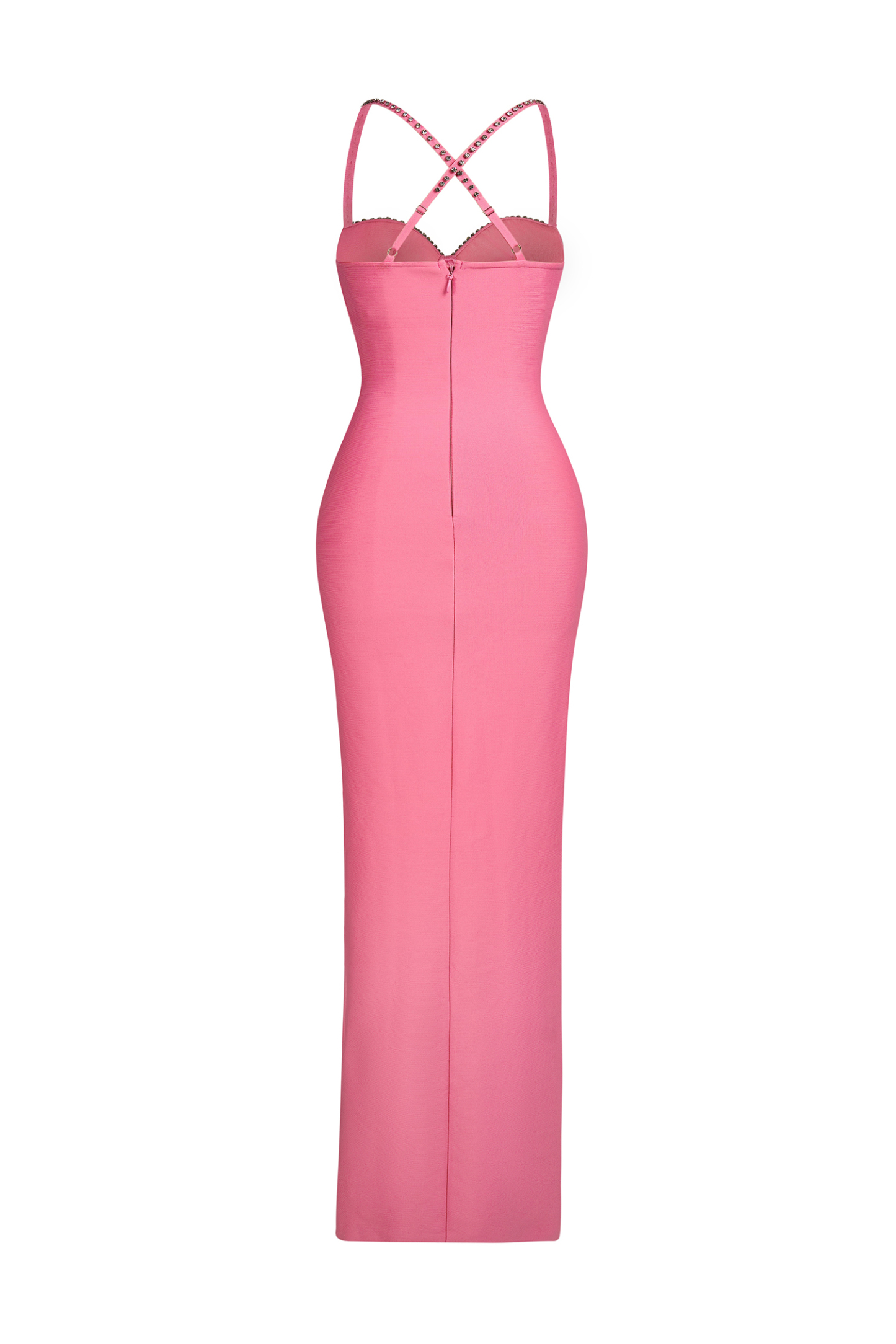 Bandage Rhinestone Slit Maxi Dress