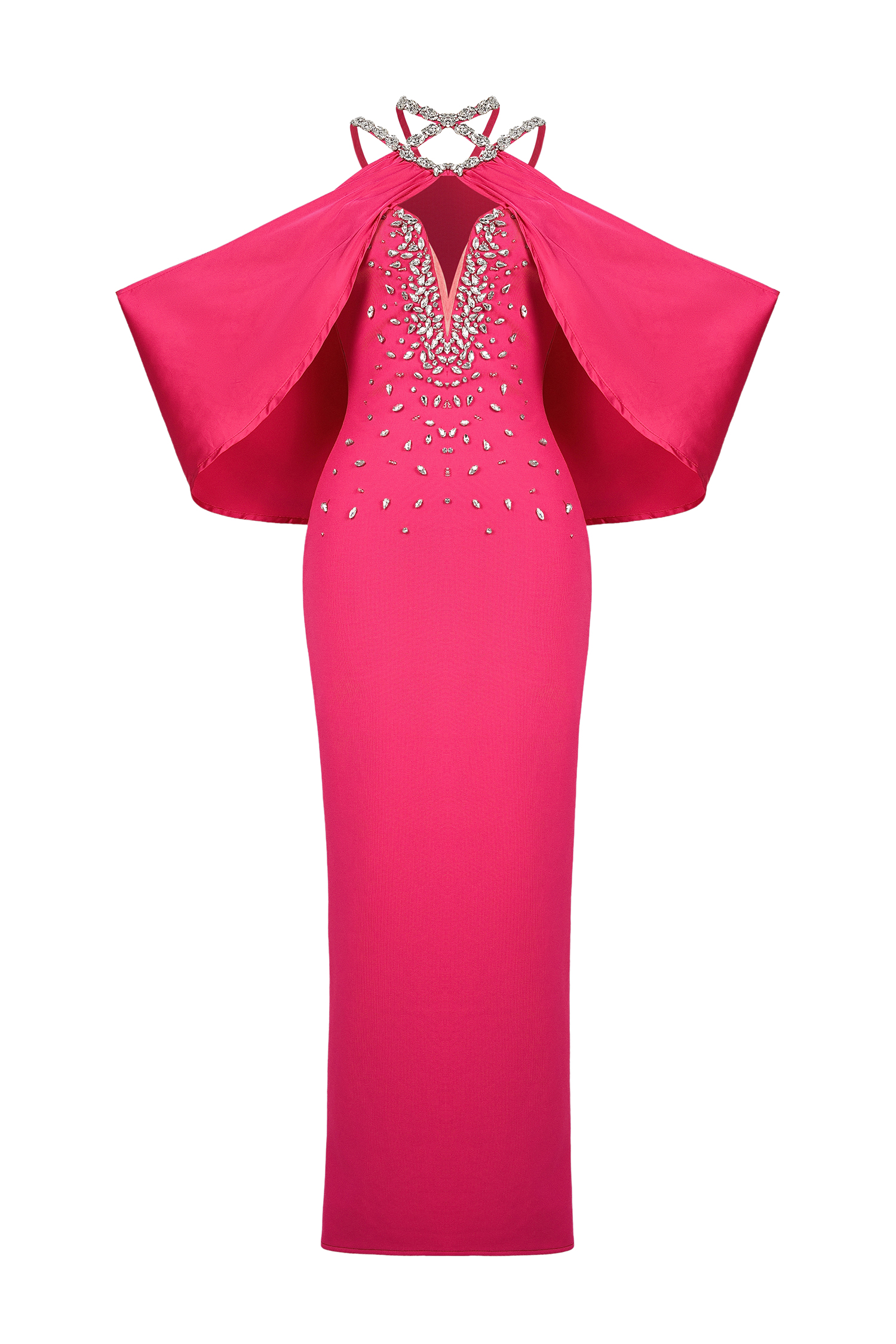 Rhinestone Bandage V-Neck Midi Dress