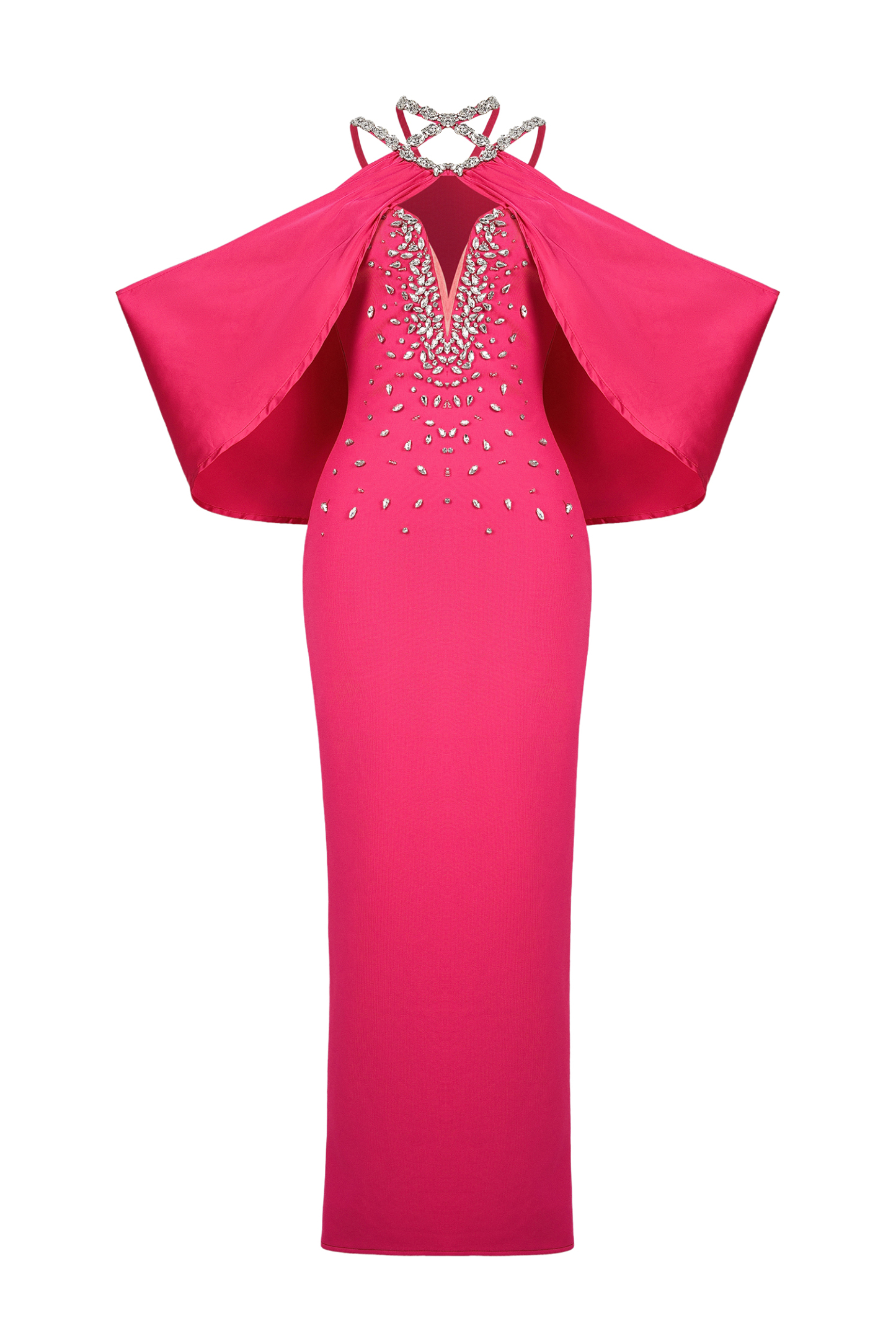 Rhinestone Bandage V-Neck Midi Dress