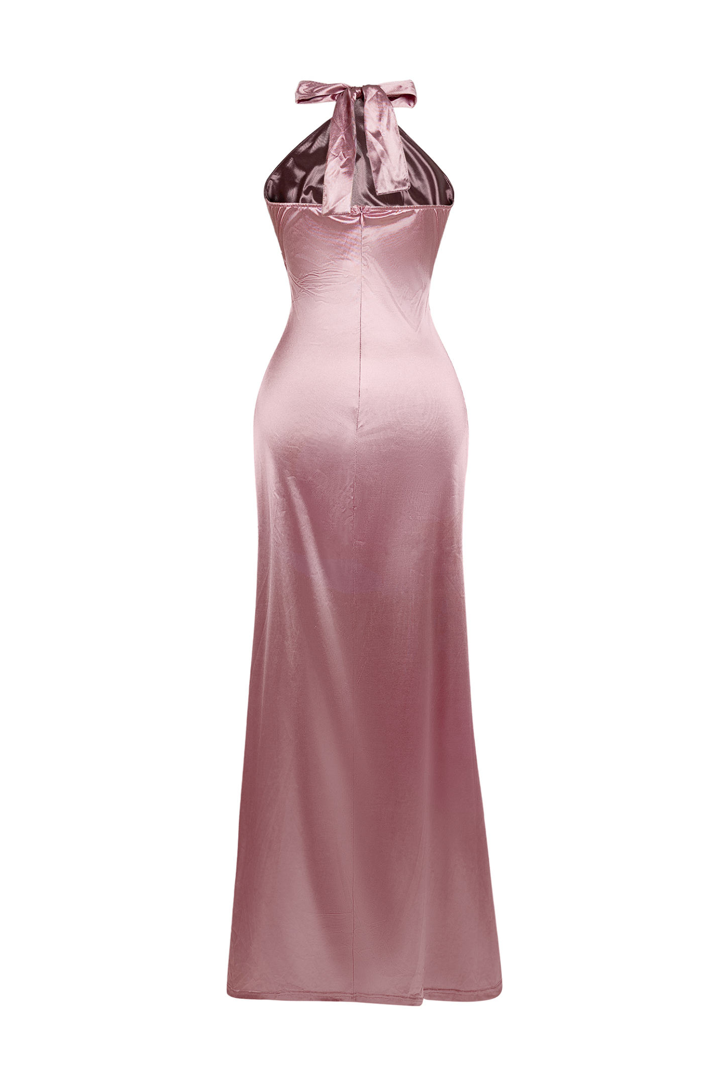 Halter Neck Lace-Up Split Maxi Dress