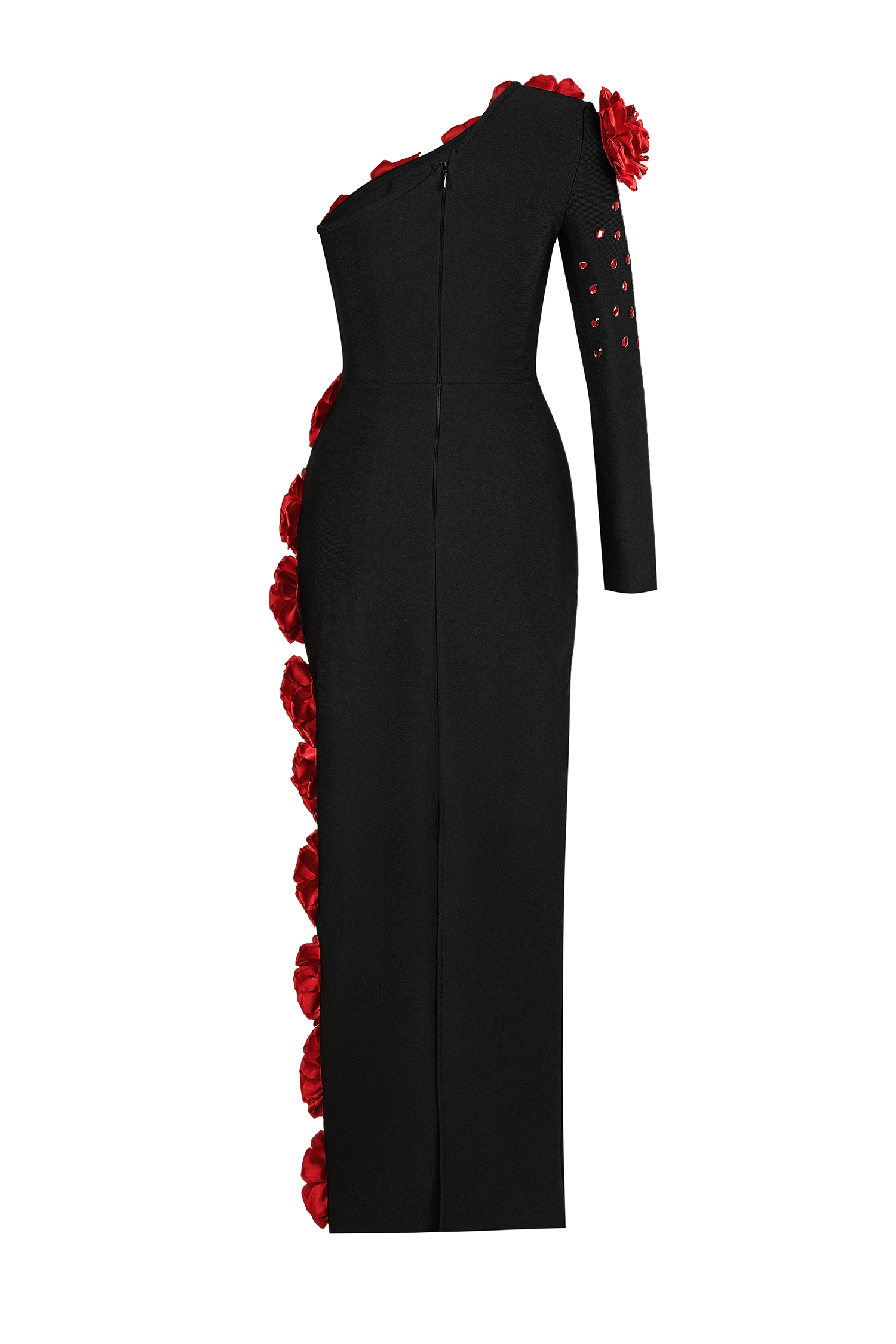 Bandage 3D Flower One-Shoulder Maxi Dress