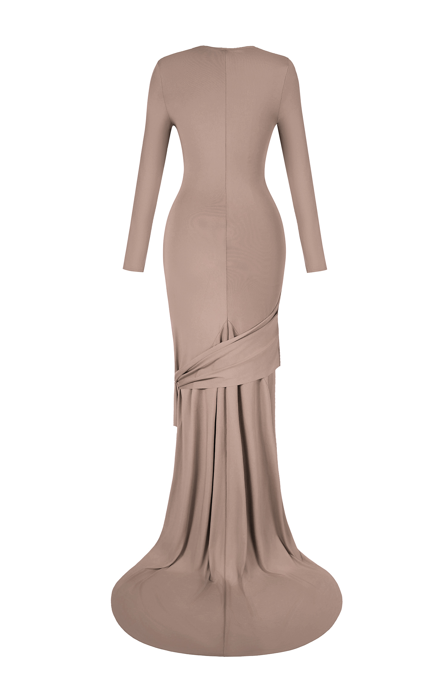 Solid Cut-Out Tie-up Long Sleeve Maxi Dress