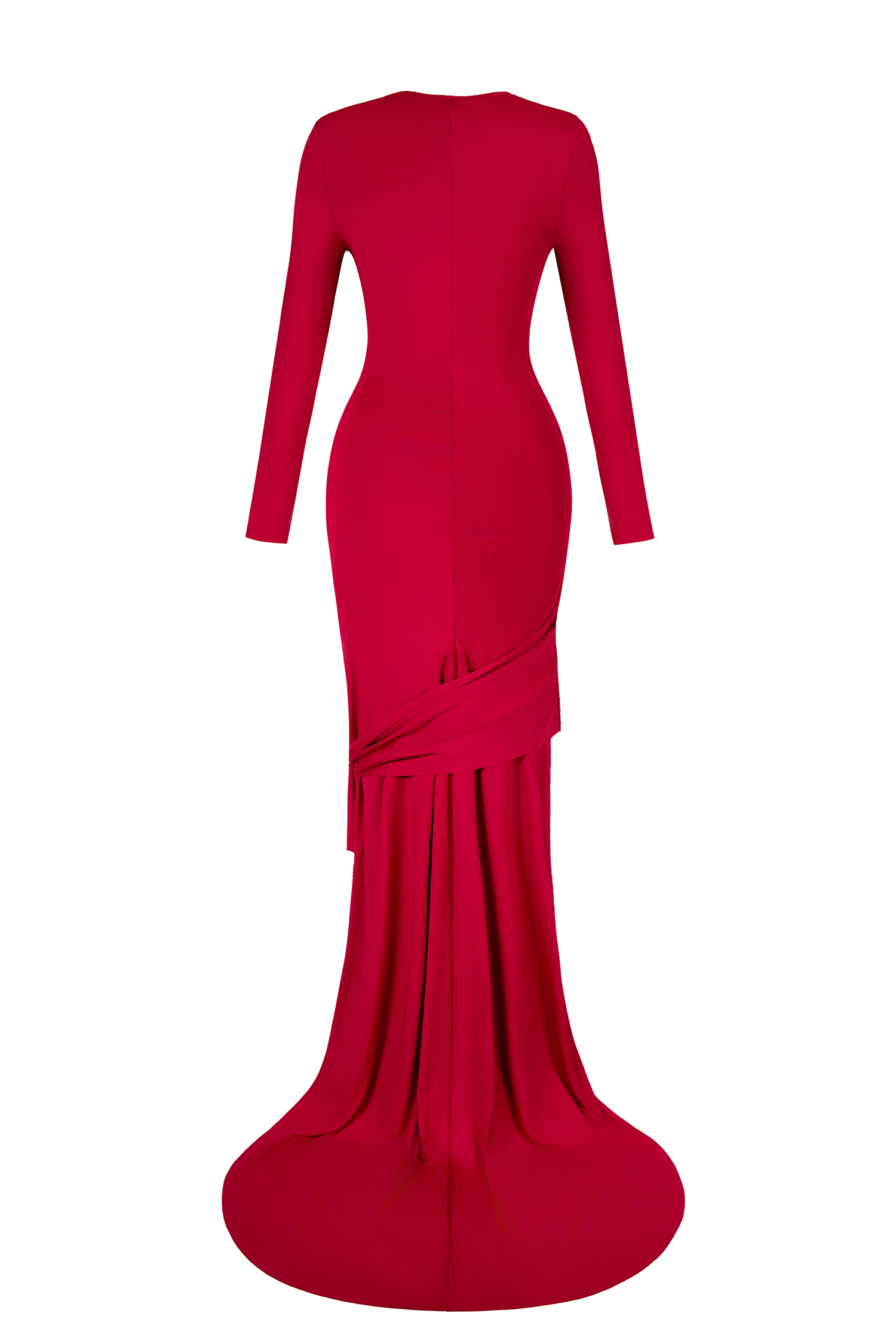 Solid Cut-Out Tie-up Long Sleeve Maxi Dress