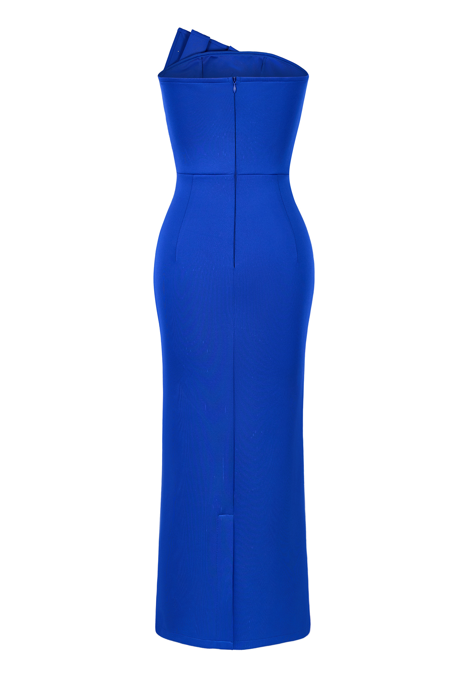 Pleated Faux Pearl Off-Shoulder Midi Dress