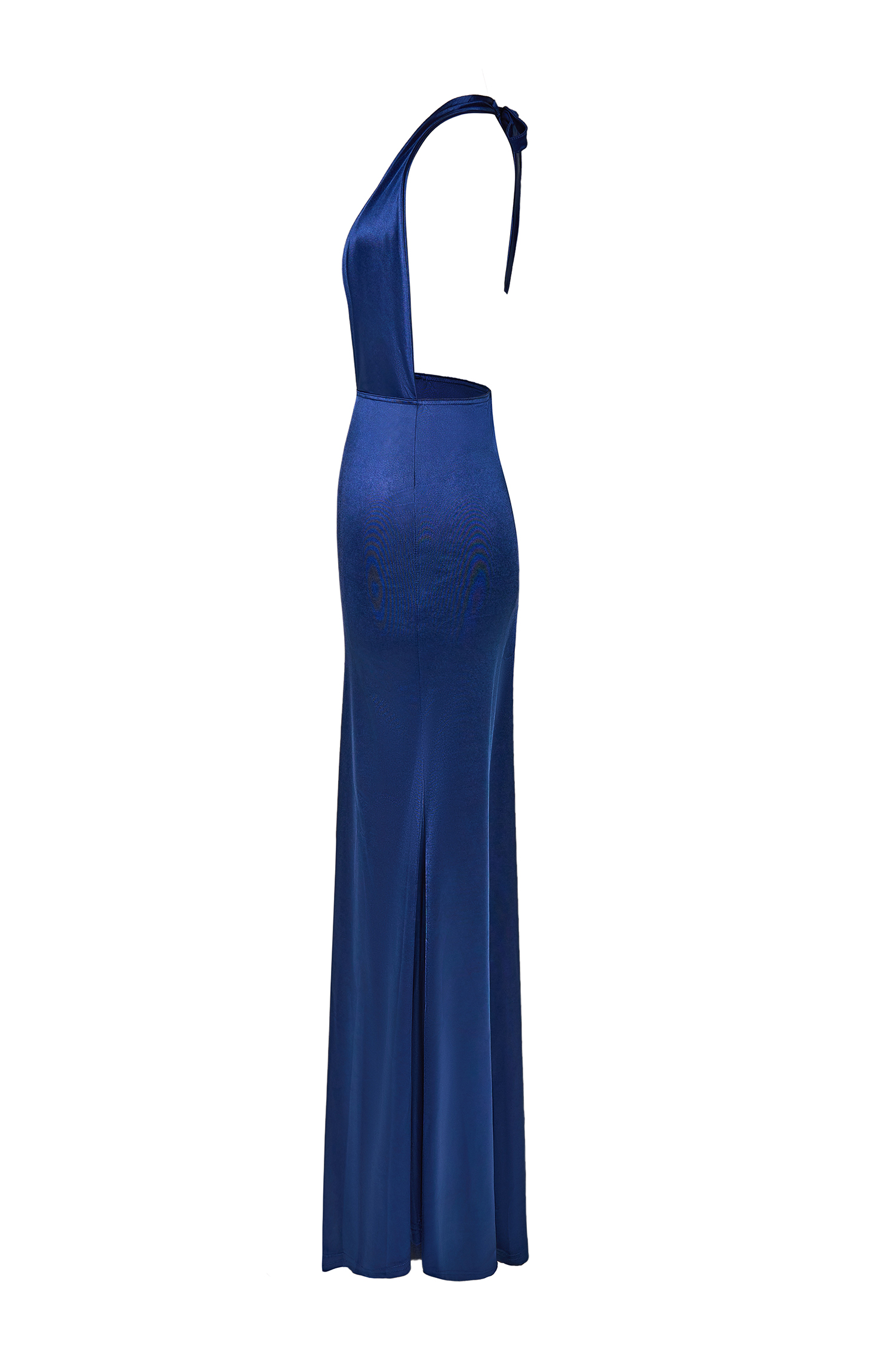 Satin V-Neck Halter Neck Maxi Dress