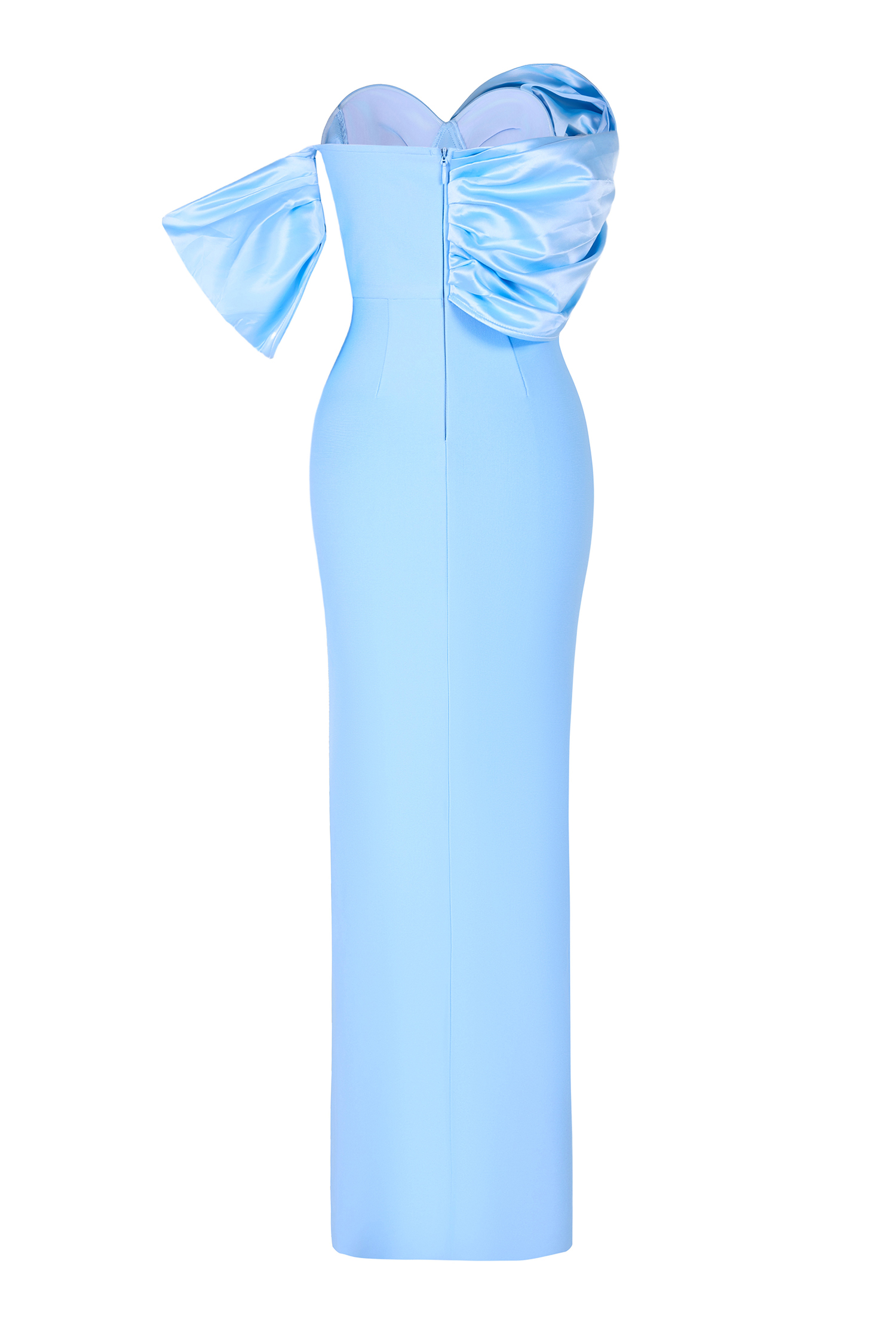 Satin Splicing Bandage Rhinestone Slit Maxi Dress