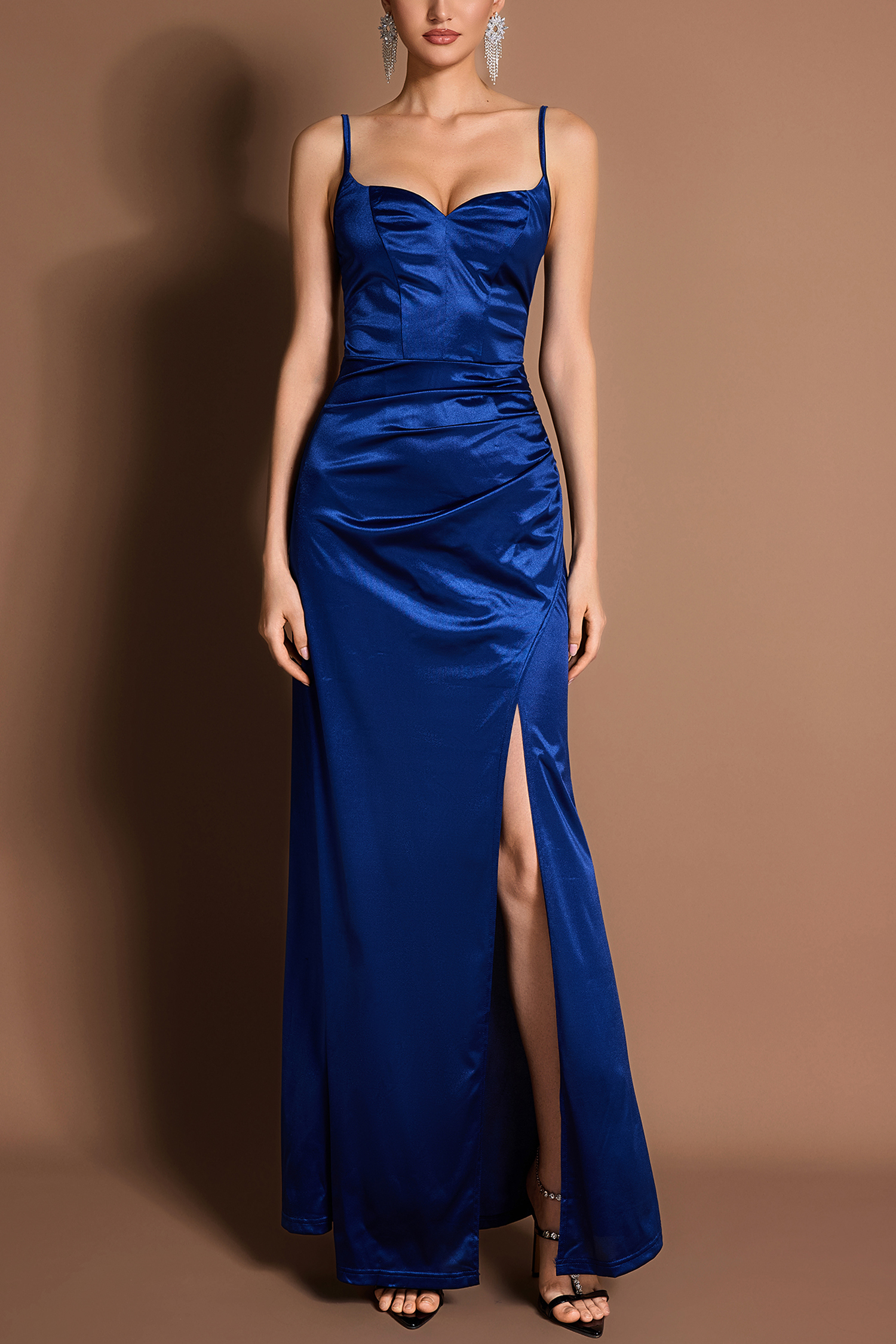 Satin Sleeveless Slit Maxi Dress