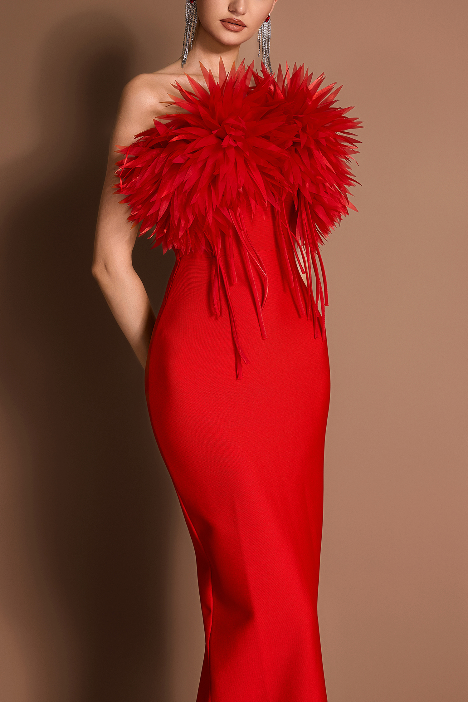 Bandage 3D Flower Off-Shoulder Maxi Dress