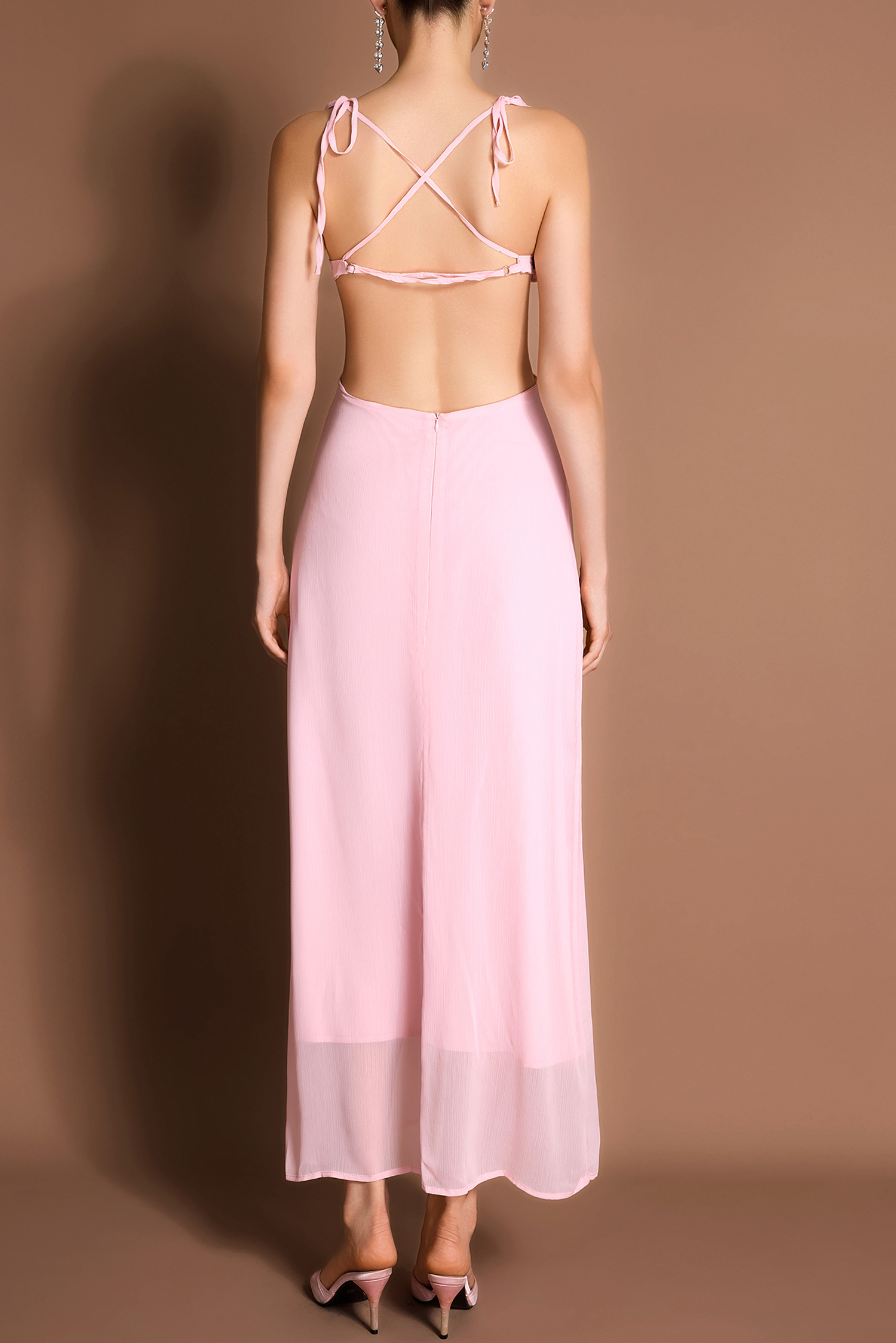 3D Flower Chiffon Maxi Dress