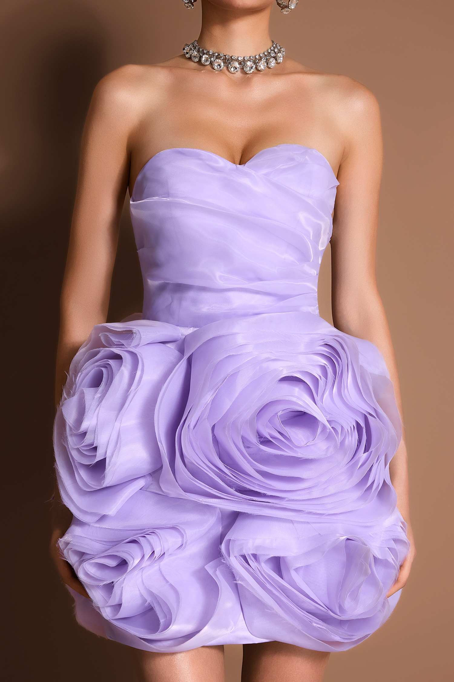 Organza 3D Flower Off-Shoulder Mini Dress