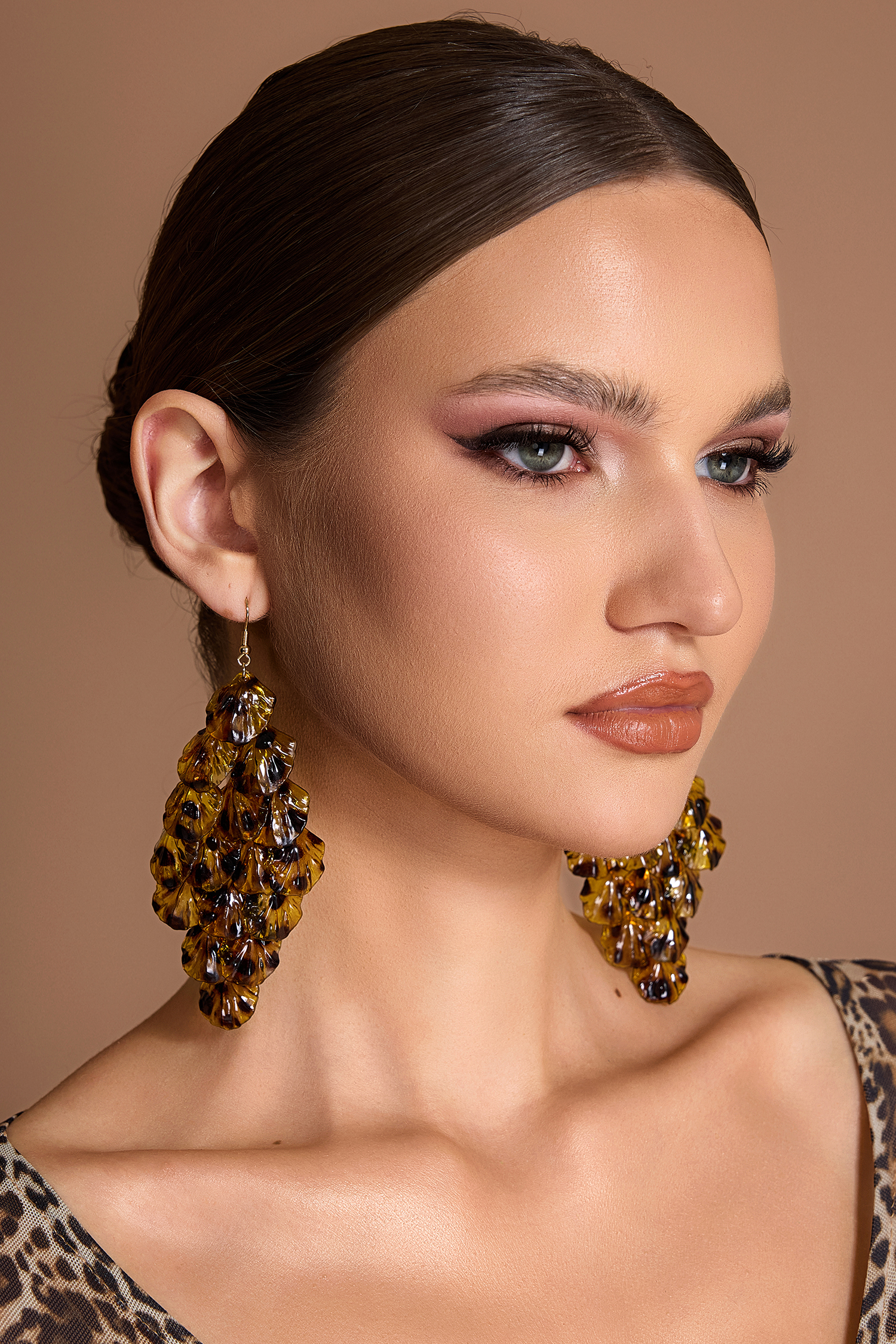 Leopard Print  Petal Shape Earrings