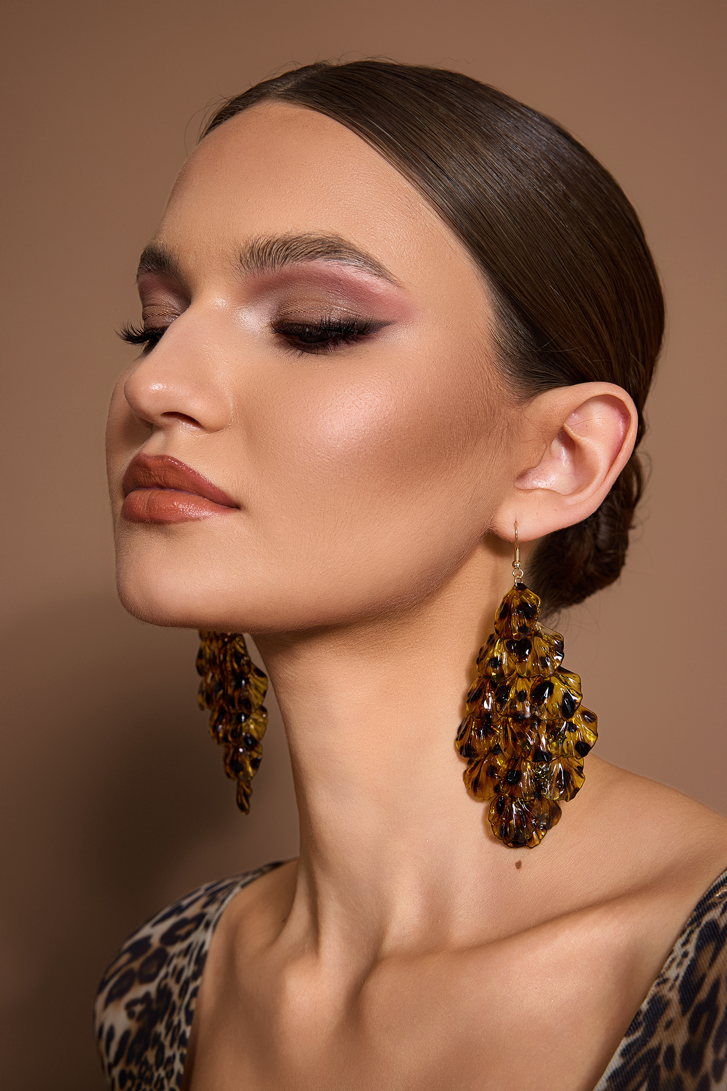 Leopard Print  Petal Shape Earrings