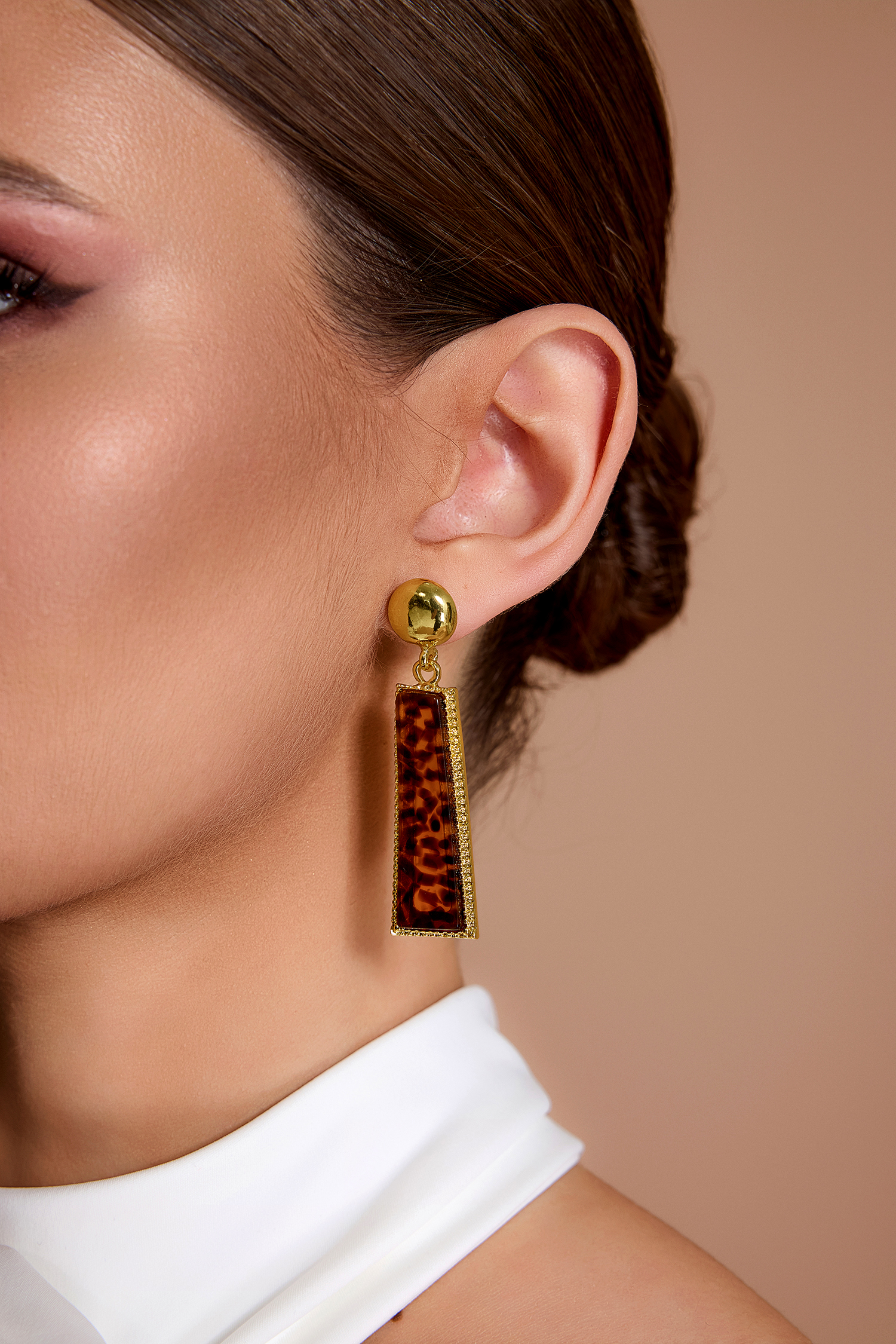 Leopard Print Geometric Resin Earrings