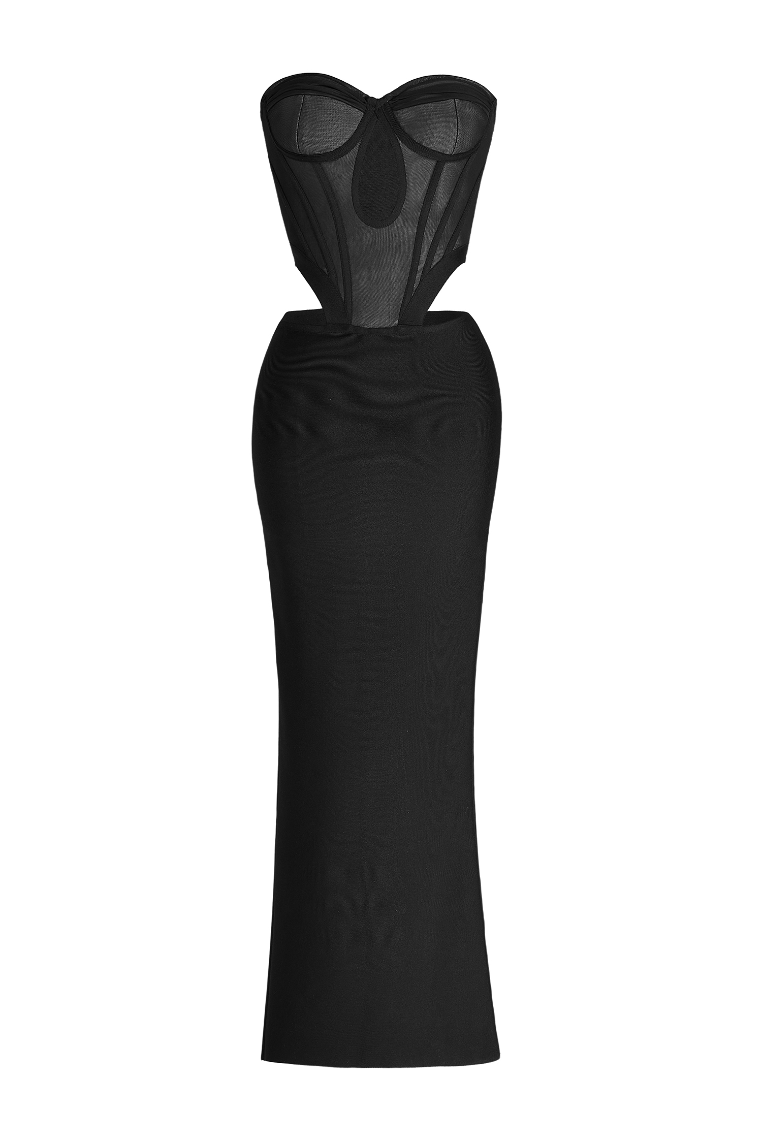 Mesh Cut-Out Splicing Maxi Dress