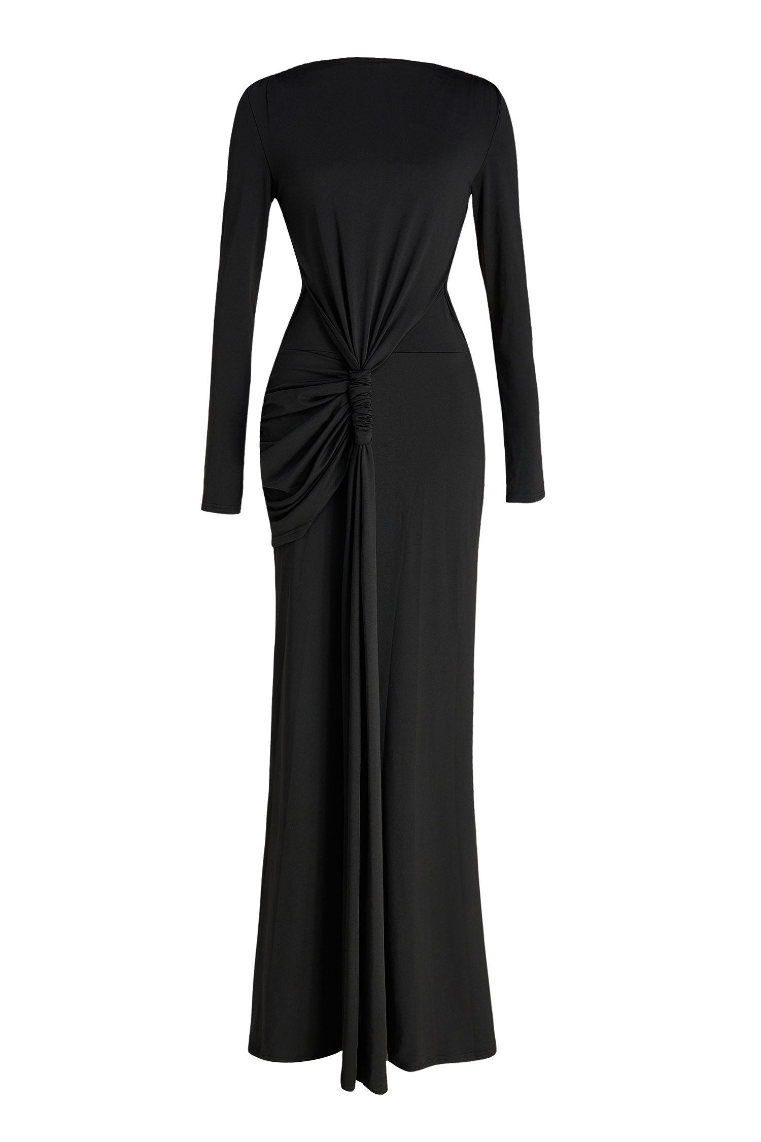 Long Sleeve Cut-Out Ruched Maxi Dress