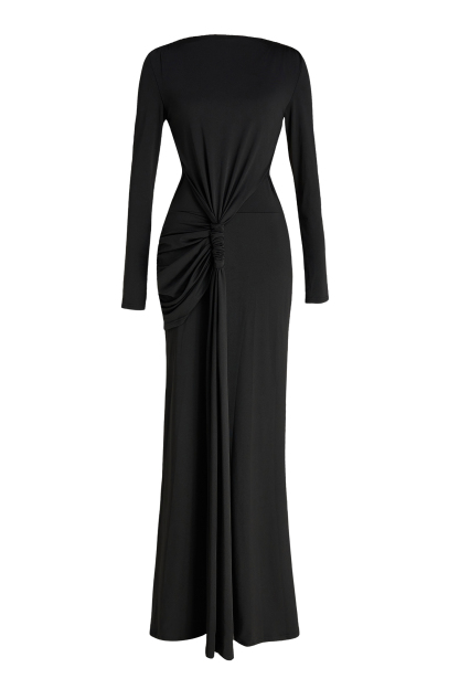 Long Sleeve Cut-Out Ruched Maxi Dress