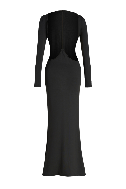 Long Sleeve Cut-Out Ruched Maxi Dress