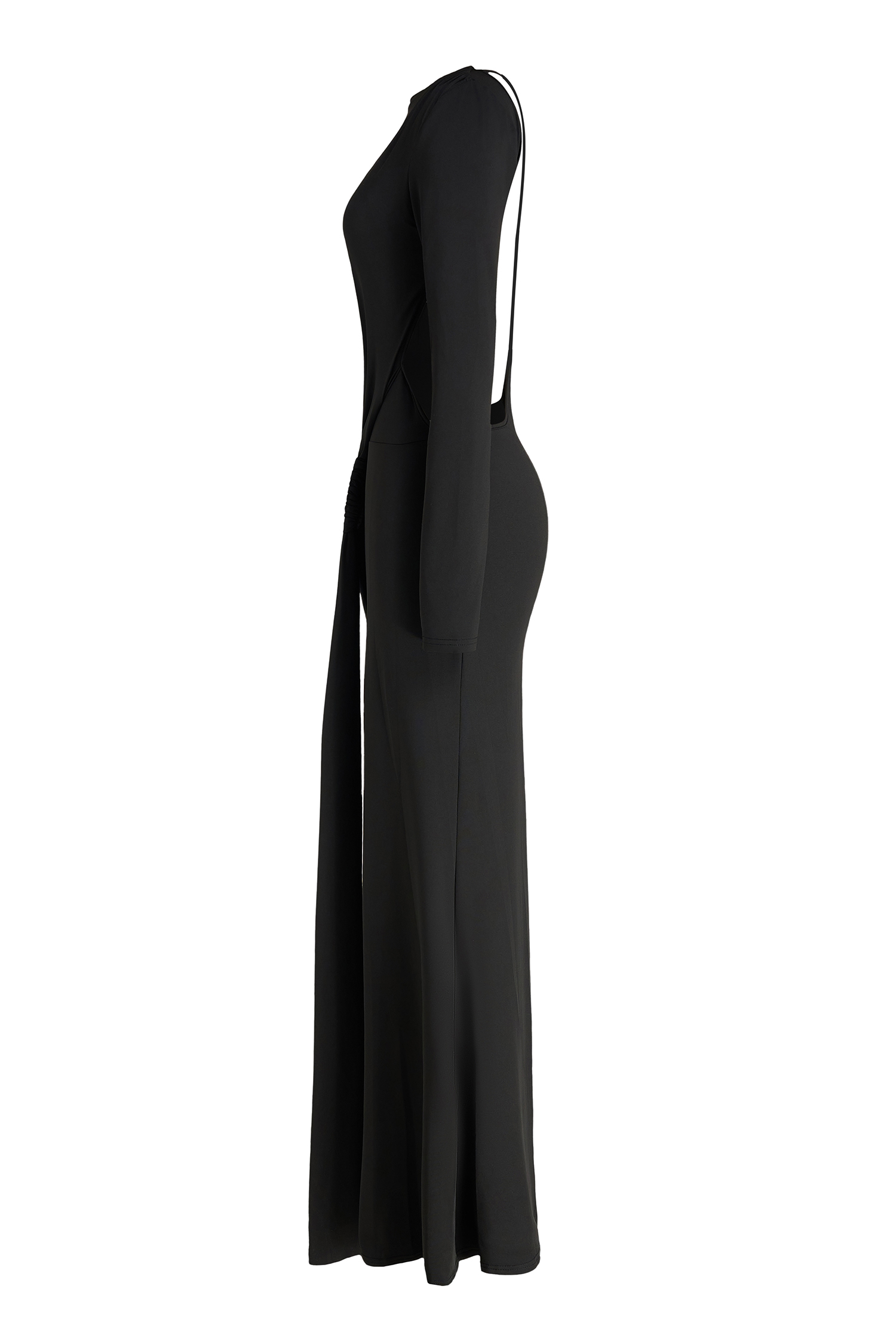 Long Sleeve Cut-Out Ruched Maxi Dress