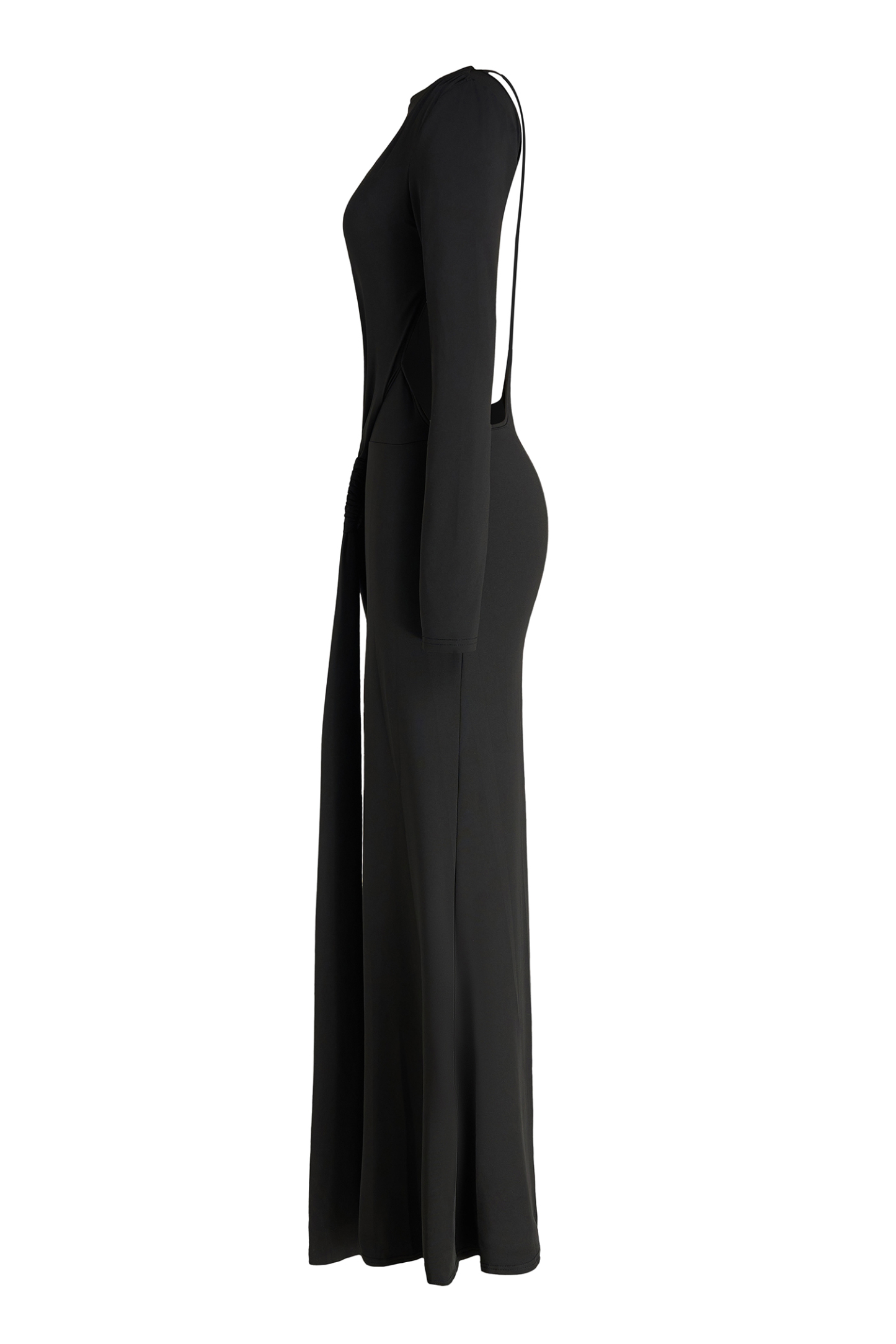 Long Sleeve Cut-Out Ruched Maxi Dress