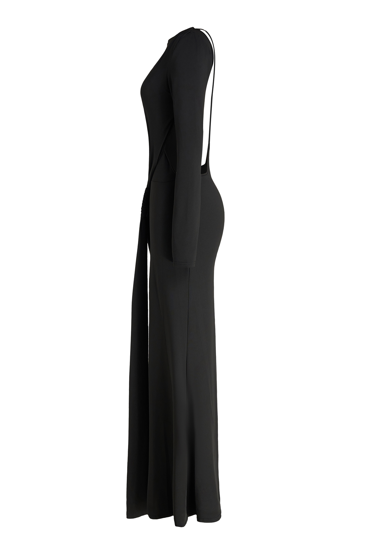 Long Sleeve Cut-Out Ruched Maxi Dress