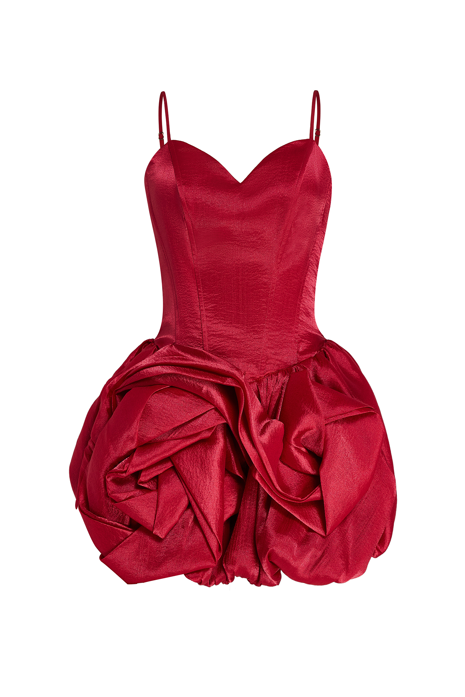 Satin 3D Flower Slip Mini Dress