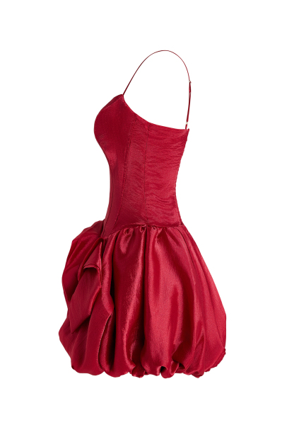 Satin 3D Flower Slip Mini Dress