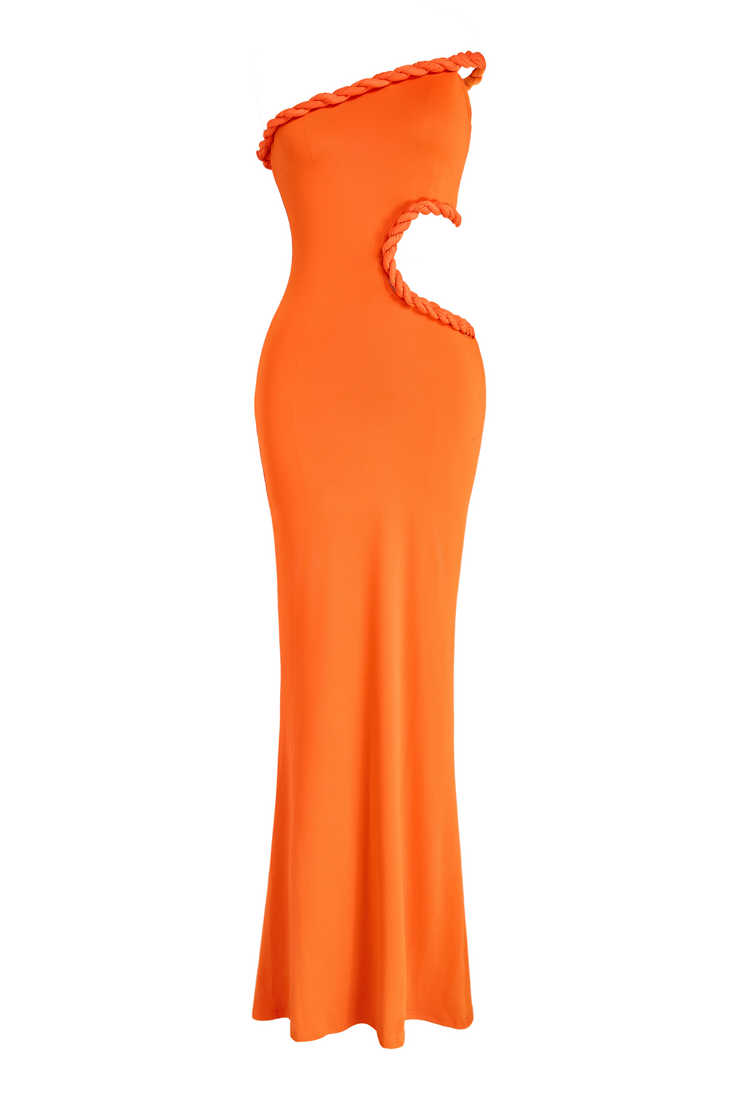 Solid Off-Shoulder Cut-Out Maxi Dress