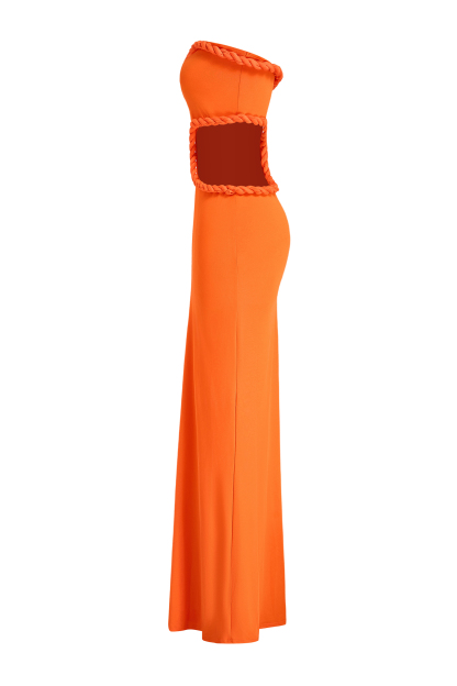 Solid Off-Shoulder Cut-Out Maxi Dress